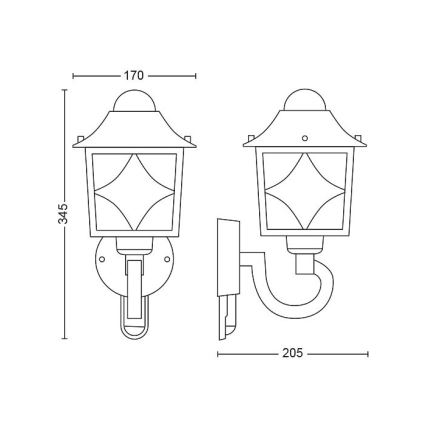 Philips - Kinkiet zewnętrzny z czujnikiem 1xE27/60W/230V IP44