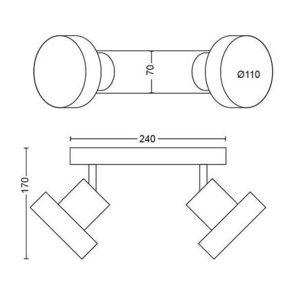 Philips 50602/30/P0 - LED Ściemnialny reflektor BUKKO 2xLED/4,5W/230V