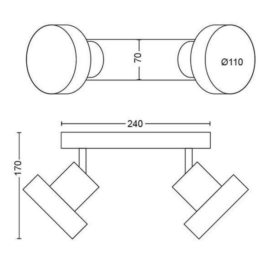 Philips 50602/31/P0 - LED Oświetlenie punktowe BUKKO 2xLED/4,5W/230V