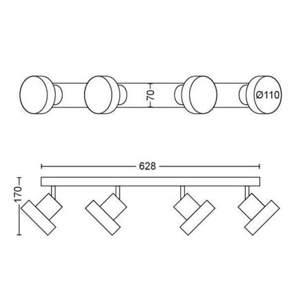 Philips 50604/30/P0 - LED Reflektor BUKKO 4xLED/4,3W/230V