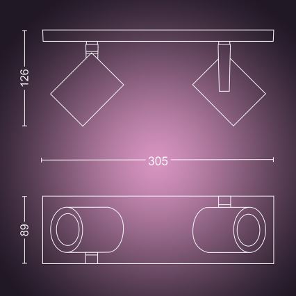 Philips 50622/48/P7 - LED Oświetlenie punktowe HUE ARGENA 2xGU10/5,7W/230V