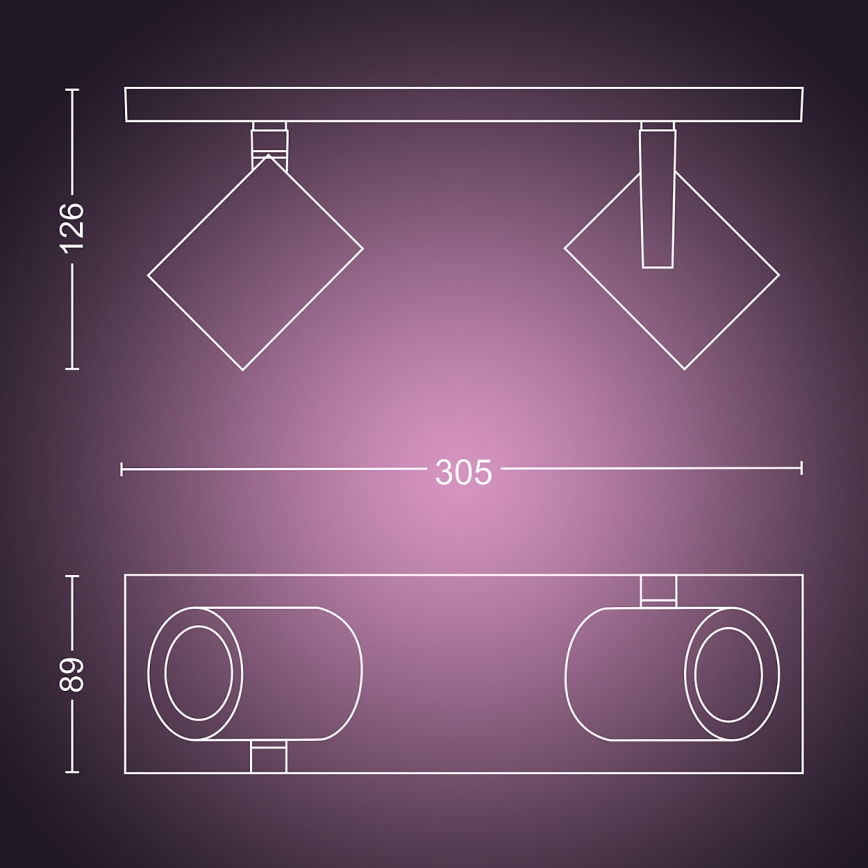 Philips 50622/48/P7 - LED Oświetlenie punktowe HUE ARGENA 2xGU10/5,7W/230V