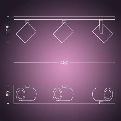 Philips - LED RGB Oświetlenie punktowe Hue ARGENA 3xGU10/5,7W/230V