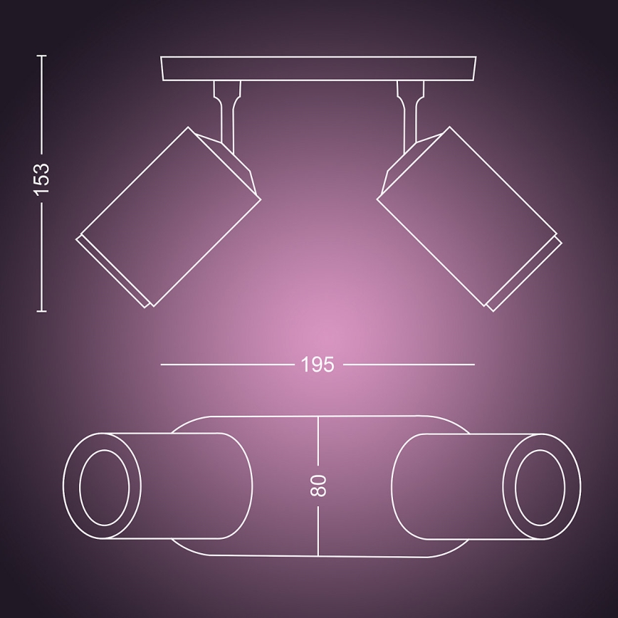 Philips 50632/31/P7 - LED Oświetlenie punktowe HUE FUGATO 2xGU10/5,7W/230V