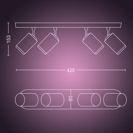 Philips - LED RGBW Ściemnialne oświetlenie punktowe Hue FUGATO 4xGU10/5,7W/230V