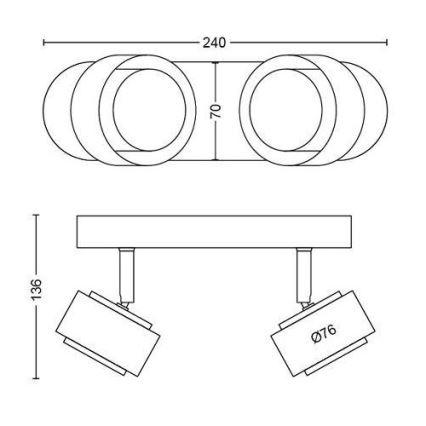 Philips 50652/30/P0 - LED Oświetlenie punktowe FERANO 2xLED/4,3W/230V