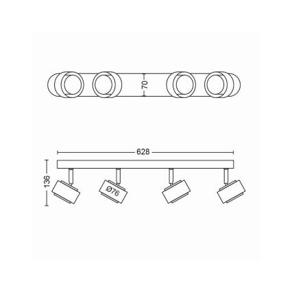 Philips 50654/30/P0 - LED Oświetlenie punktowe FERANO 4xLED/4,3W/230V