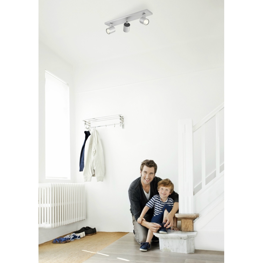 Philips 53093/48/16 - Reflektorek RUNNER srebrny 3xGU10/35W/230V