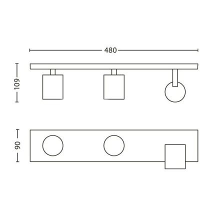Philips 53093/48/16 - Reflektorek RUNNER srebrny 3xGU10/35W/230V