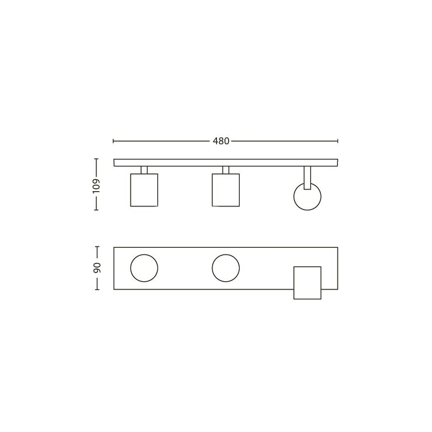 Philips 53093/48/16 - Reflektorek RUNNER srebrny 3xGU10/35W/230V