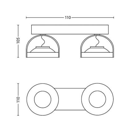 Philips - LED Ściemnialne oświetlenie punktowe 2xLED/4,5W/230V