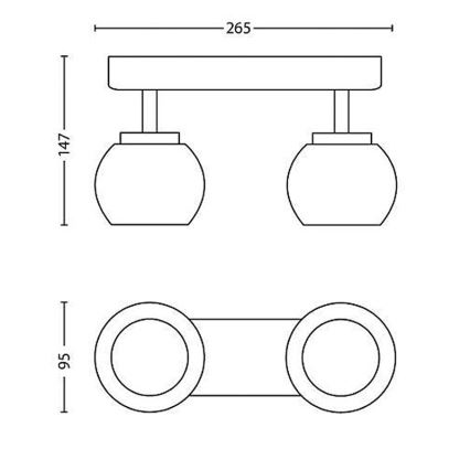 Philips 53322/17/16 - LED reflektor BALLA 2xLED/4W/230V