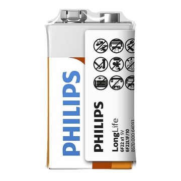 Philips 6F22L1F/10 - Bateria Cynkowo-chlorkowa 6F22 LONGLIFE 9V 150mAh