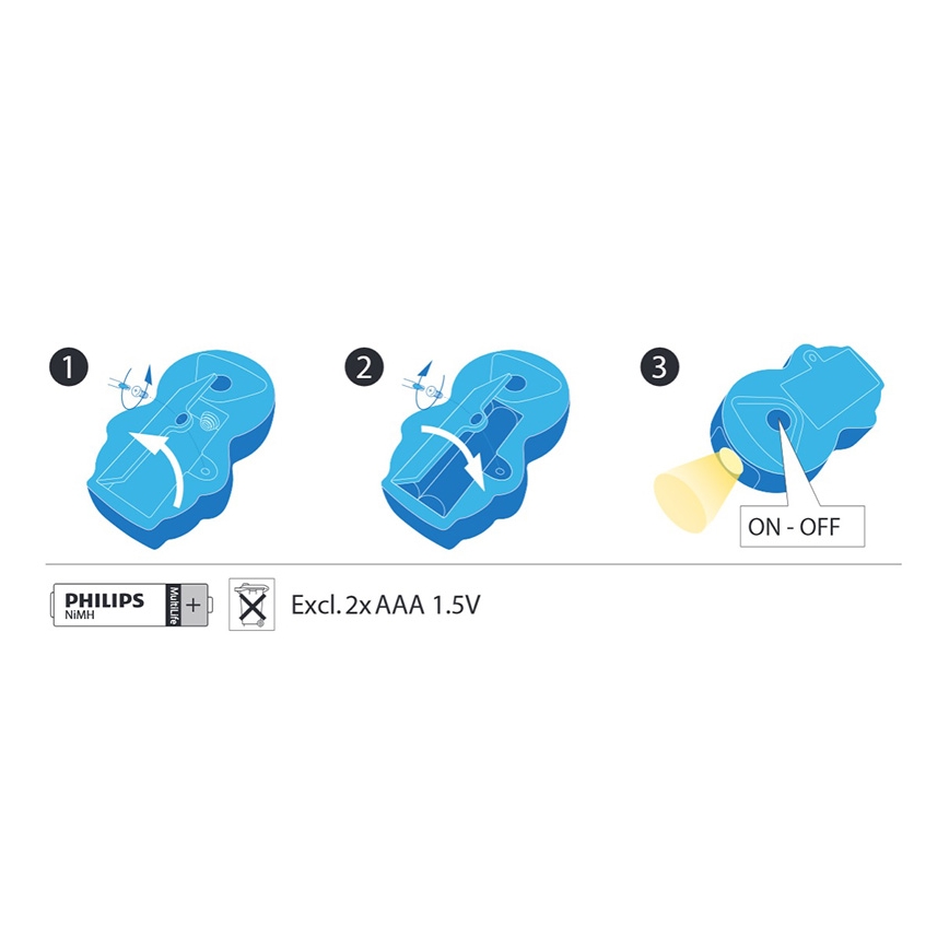 Philips 71767/08/16 - LED  Lampa dziecięca DISNEY FROZEN 1xLED/0,3W/2xAAA