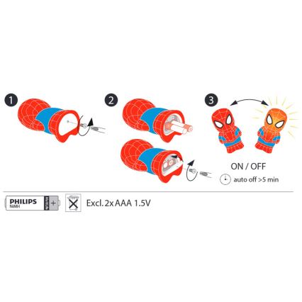 Philips 71768/40/16 - LED dětská lampa SPIDERMAN 2xLED/0,2W/2xAAA
