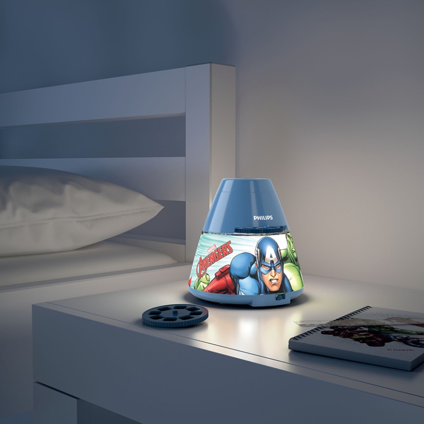 Philips 71769/35/P0 - LED Lampa stołowa dziecięca i projektor AVENGERS 1xLED/0,1W/4,5V