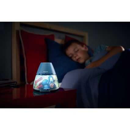 Philips 71769/35/P0 - LED Lampa stołowa dziecięca i projektor AVENGERS 1xLED/0,1W/4,5V