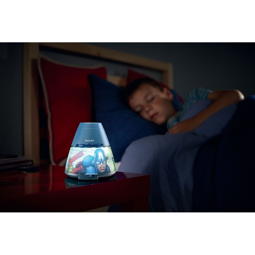 Philips 71769/35/P0 - LED Lampa stołowa dziecięca i projektor AVENGERS 1xLED/0,1W/4,5V