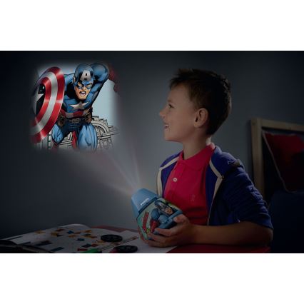 Philips 71769/35/P0 - LED Lampa stołowa dziecięca i projektor AVENGERS 1xLED/0,1W/4,5V