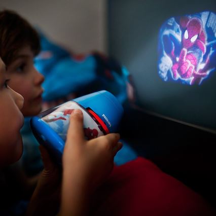 Philips 71769/40/16 - Lampa stołowa dziecieca i projektor DISNEY SPIDER-MAN 1xLED/0,1W + 3xLED/0,3W/4,5V