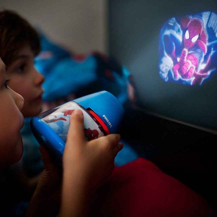 Philips 71769/40/16 - Lampa stołowa dziecieca i projektor DISNEY SPIDER-MAN 1xLED/0,1W + 3xLED/0,3W/4,5V