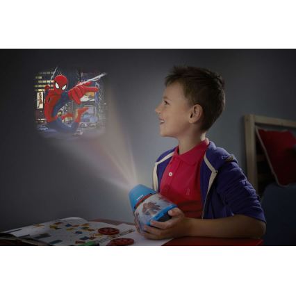 Philips 71769/40/16 - Lampa stołowa dziecieca i projektor DISNEY SPIDER-MAN 1xLED/0,1W + 3xLED/0,3W/4,5V