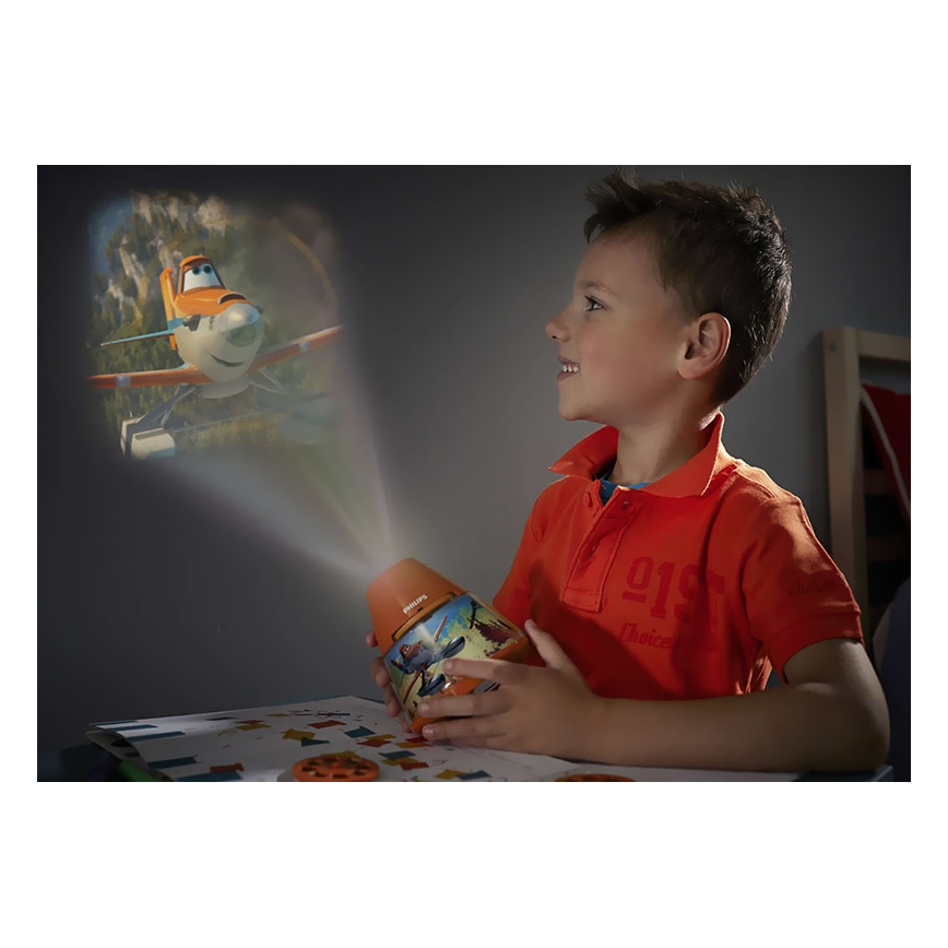Philips 71769/53/16 - LED dětská lampa PLANES 1xLED/0,1W + 3xLED/0,3W/3xAA projektor