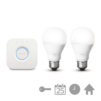 Philips 8718696449554 - Podstawowy HUE STARTER KIT 2xE27/9,5W + urządzenie do łączenia