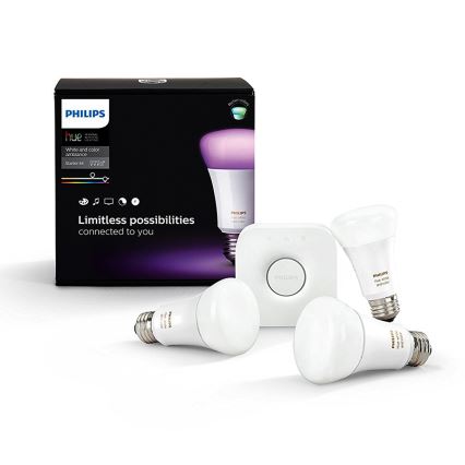 ZESTAW 3x ściemnialna żarówka Philips Hue WHITE AND COLOR AMBIANCE 3xE27/10W/230V