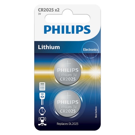 Philips CR2025P2/01B - 2 szt. Litowa bateria guzikowa CR2025 MINICELLS 3V
