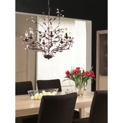 Philips Eseo 37455/86/13 - Lustr na řetězu CORELLI 8xE14/40W hnědá