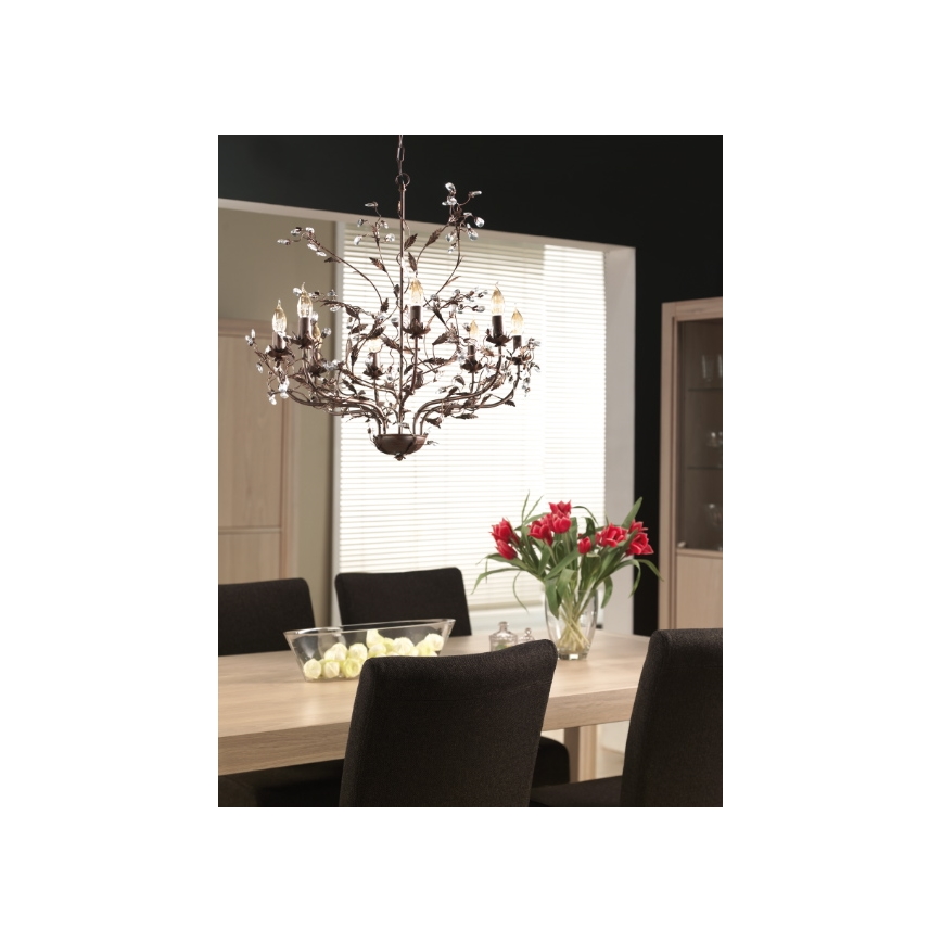 Philips Eseo 37455/86/13 - Lustr na řetězu CORELLI 8xE14/40W hnědá