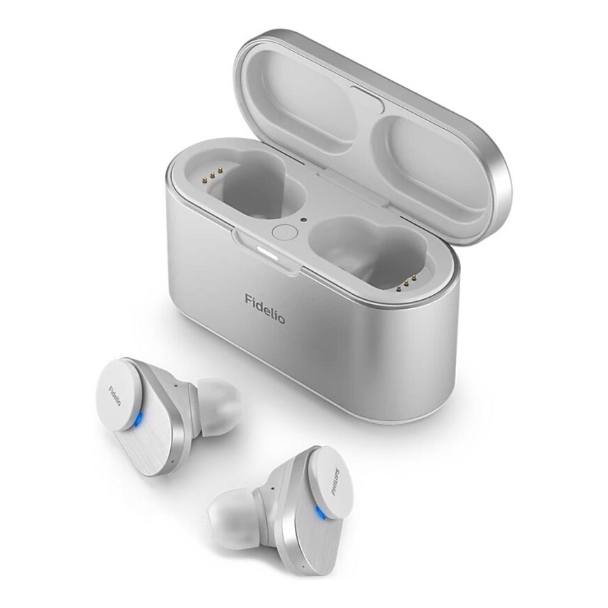 Philips Fidelio T1WT/00 - Słuchawki bezprzewodowe IPX4 2x 60 mAh + 650 mAh srebrny