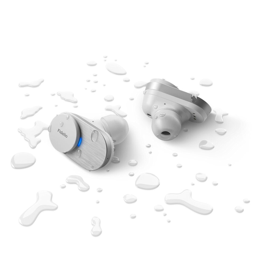 Philips Fidelio T1WT/00 - Słuchawki bezprzewodowe IPX4 2x 60 mAh + 650 mAh srebrny