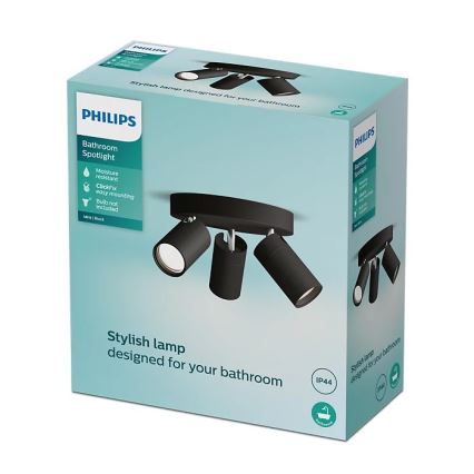 Philips - Łazienkowe oświetlenie punktowe IDRIS 3xGU10/5W/230V IP44 czarne