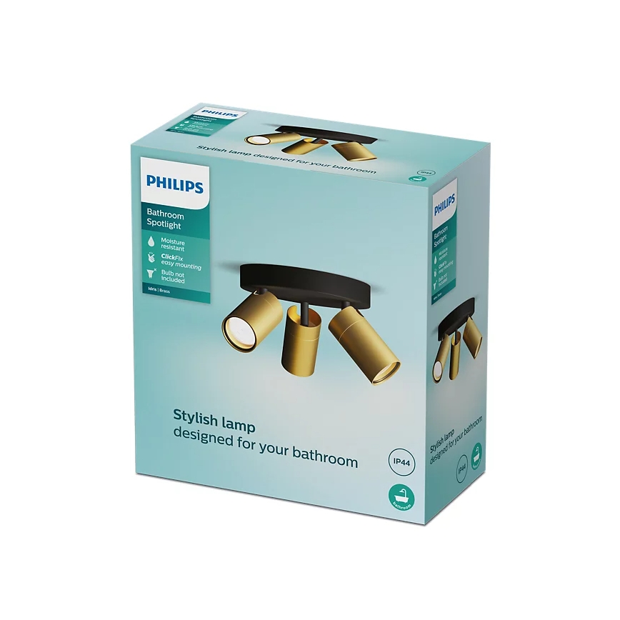 Philips - Łazienkowe oświetlenie punktowe IDRIS 3xGU10/5W/230V IP44 czarne/złote