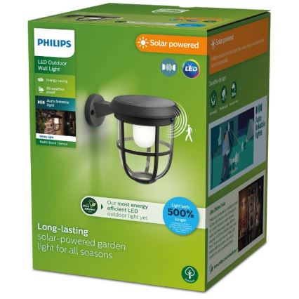 Philips - LED Kinkiet solarny z czujnikiem RADII LED/1,3W/3,7V 3000K IP44