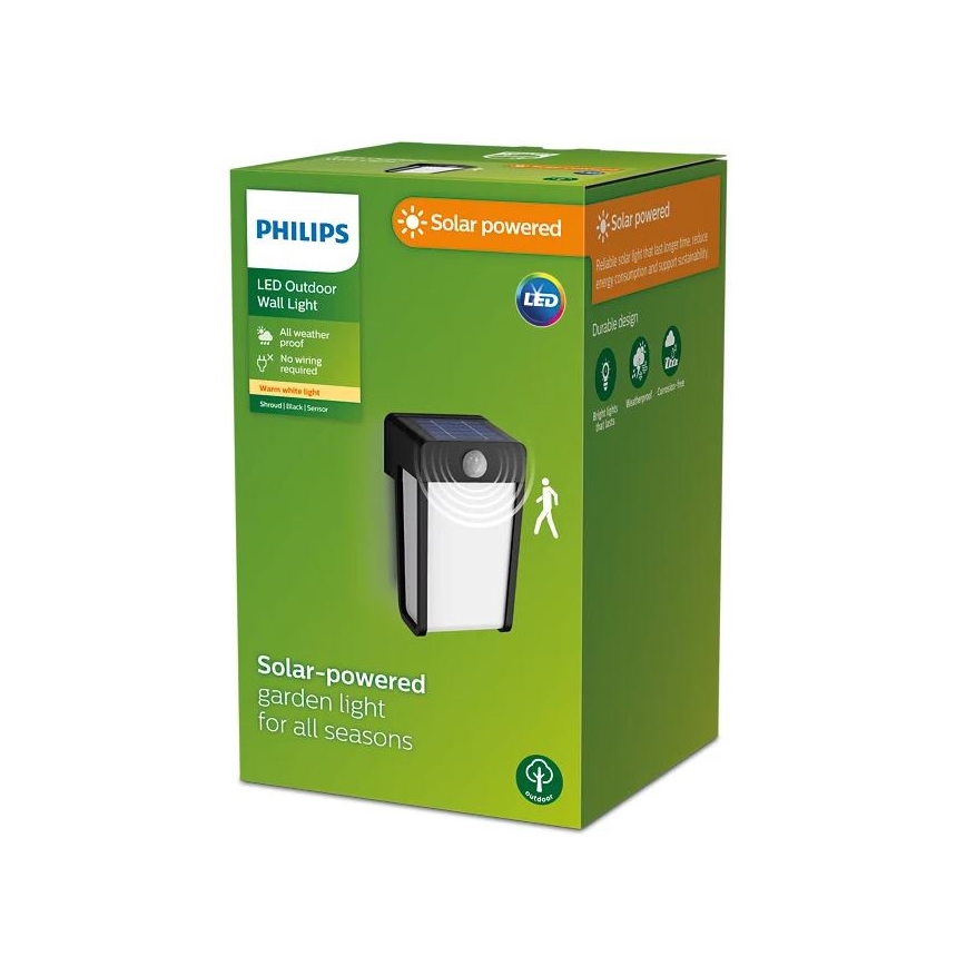 Philips - LED Kinkiet solarny z czujnikiem SHROUD LED/2,3W/3,7V 600 mAh IP44