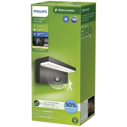 Philips - LED Kinkiet zewnętrzny z czujnikiem BUSTAN LED/3,8W/230V 2700K IP44