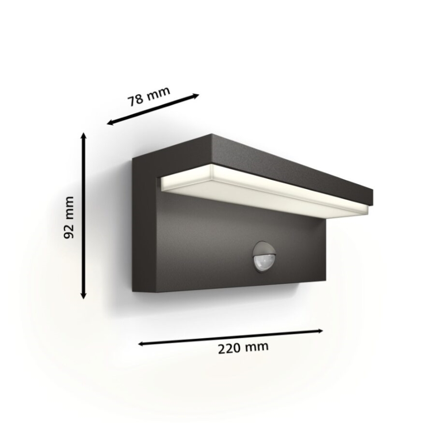Philips - LED Kinkiet zewnętrzny z czujnikiem BUSTAN LED/3,8W/230V 2700K IP44