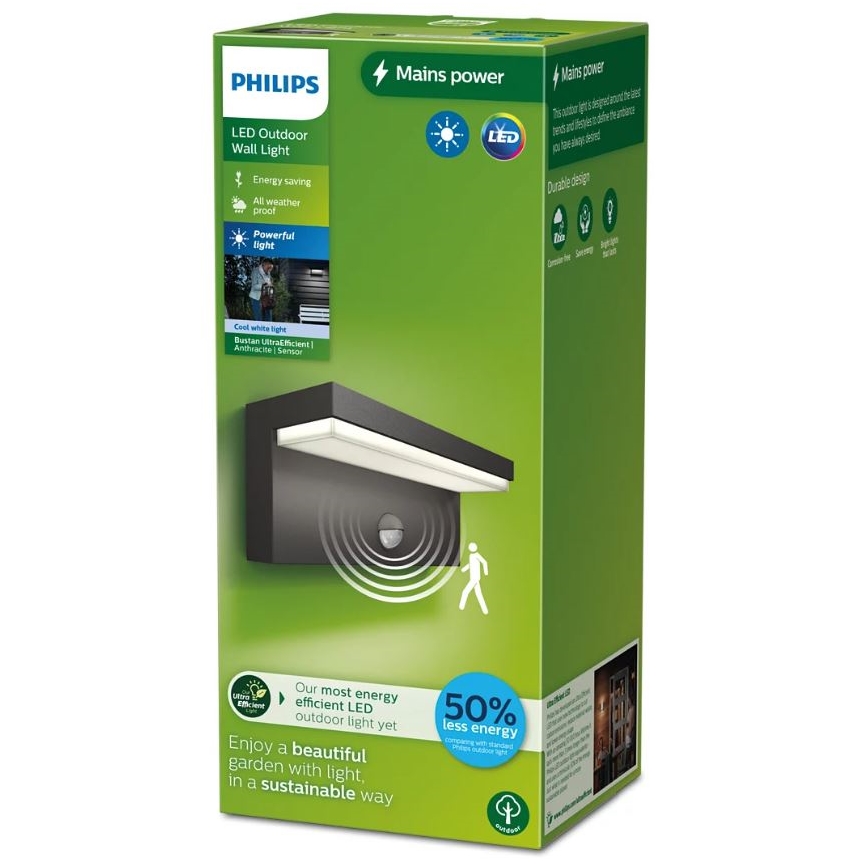 Philips - LED Kinkiet zewnętrzny z czujnikiem BUSTAN LED/3,8W/230V 4000K IP44