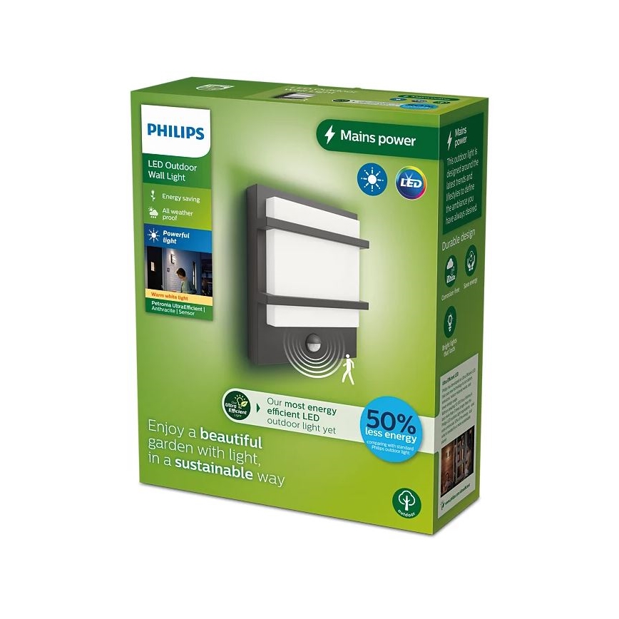 Philips - LED Kinkiet zewnętrzny z czujnikiem PETRONIA LED/3,8W/230V IP44