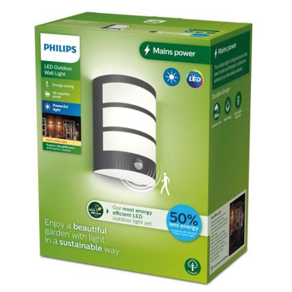 Philips - LED Kinkiet zewnętrzny z czujnikiem PYTHON LED/3,8W/230V IP44