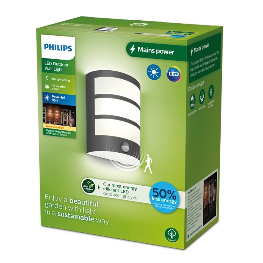 Philips - LED Kinkiet zewnętrzny z czujnikiem PYTHON LED/3,8W/230V IP44