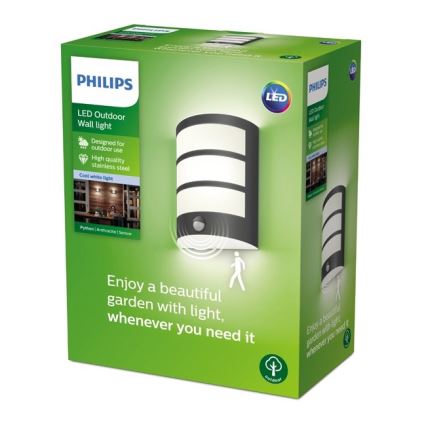 Philips-LED Kinkiet zewnętrzny z czujnikiem LED/6W/230V 4000K IP44