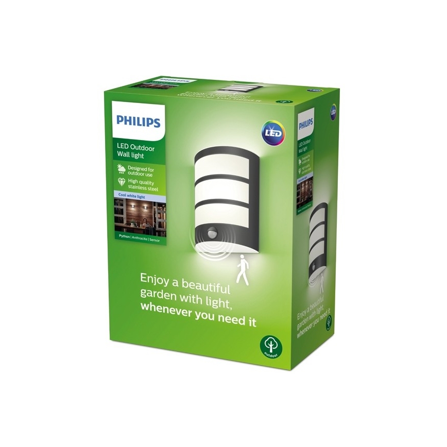 Philips-LED Kinkiet zewnętrzny z czujnikiem LED/6W/230V 4000K IP44