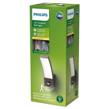 Philips - LED Kinkiet zewnętrzny z czujnikiem LED/12W/230V 2700K IP44