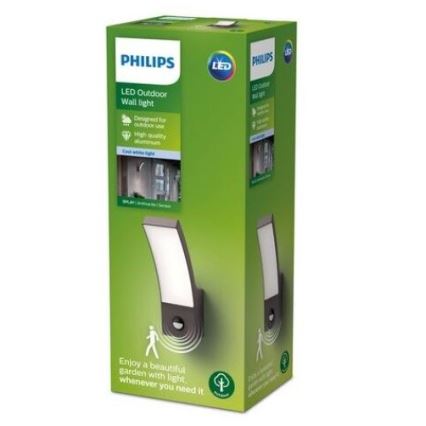 Philips-LED Kinkiet zewnętrzny z czujnikiem LED/12W/230V 4000K IP44