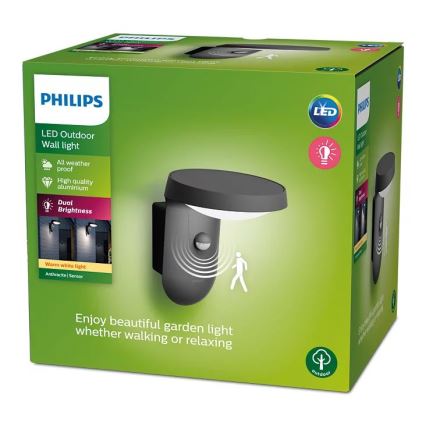 Philips - LED Kinkiet zewnętrzny z czujnikiem LED/9W/230V 2700K IP44