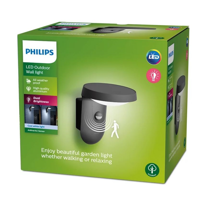 Philips - LED Kinkiet zewnętrzny z czujnikiem LED/9W/230V 4000K IP44